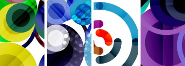 Etkileyici geometrik soyut posterler. Büyüleyici daireler, her bir dizayn şekil ve rengin uyumlu bir karışımı. Tasarımınızı modern, görsel olarak çarpıcı sanatla yükseltin