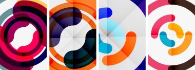 Çizgi tasarım çember posterleri. Duvar kağıdı, bayrak, arkaplan, kart, kitap illüstrasyonu için vektör illüstrasyonu, iniş sayfası