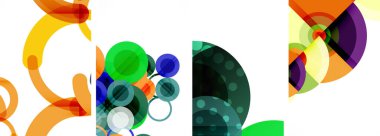 Etkileyici geometrik soyut posterler. Büyüleyici daireler, her bir dizayn şekil ve rengin uyumlu bir karışımı. Tasarımınızı modern, görsel olarak çarpıcı sanatla yükseltin