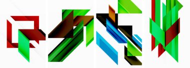 Duvar kağıdı, kartvizit, kapak, poster, afiş, broşür, başlık, web sitesi için üçgen poster seti