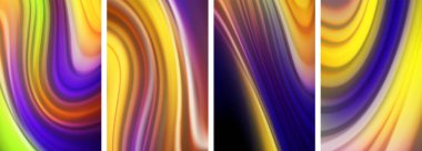 Gökkuşağı renkli sıvı. Duvar kağıdı, kartvizit, kapak, poster, afiş, broşür, başlık, web sitesi için dalga çizgileri posteri