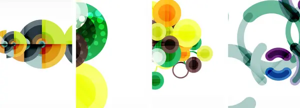 Soyut Çember Poster Setiyle Geometrik Zarafet Dünyası Çemberler Şekiller Renkler — Stok Vektör