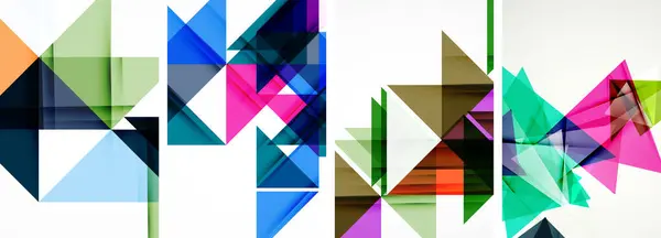 Набор Абстрактных Композиций Случайных Треугольников Векторная Иллюстрация Обоев Визитной Карточки — стоковый вектор