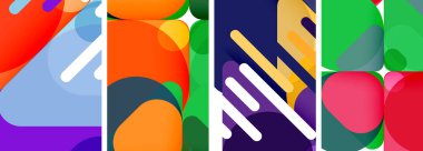 Duvar kağıdı, kartvizit, kapak, poster, afiş, broşür, başlık, web sitesi için renkli parlak geometrik soyut kompozisyonlar