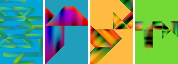 Набор Красочных Геометрических Плакатов Круглых Форм Кругов Жидкостными Цветовыми Градиентами — стоковый вектор