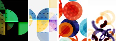 Soyut çember poster setiyle geometrik zarafet dünyası. Çemberler şekiller ve renkler senfonisiyle sarmalanır. Tasarımınız için çağdaş bir görsel ziyafet sunar.
