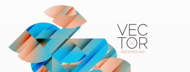 Dinamik soyut vektör arkaplanı. Dairelerin, karelerin ve üçgenlerin uyumlu birleşimi. Geometrik elementler büyüleyici bir zemin oluşturmak için birbirine dolanır. Her şekil biçimlerin kaleydoskopuna katkıda bulunur