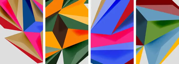 Set Mosaico Triangolo Modello Poster Astratti Illustrazione Vettoriale Carta Parati — Vettoriale Stock