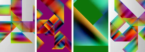 Conjunto Carteles Geométricos Colores Formas Redondas Círculos Con Degradados Color — Archivo Imágenes Vectoriales