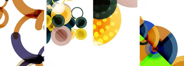 抽象的な円のポスターセットの幾何学的な優雅さの世界 形や色のシンフォニーで循環し あなたのデザインのための現代的な視覚的な饗宴を提供します — ストックベクタ