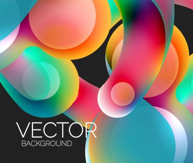 Güzel yuvarlak şekiller ve soyut çemberler. Sıvı renk kabarcığı bileşimi