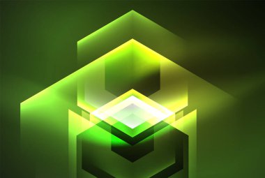 Arrow altıgen neon ışığı arka planı parlatır. Duvar kağıdı, bayrak, arkaplan, kart, kitap illüstrasyonu için vektör illüstrasyonu, iniş sayfası