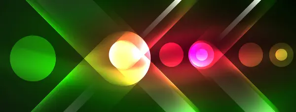 Abstraktní Design Pulzuje Neonově Zářícími Světelnými Efekty Vrhá Tmy Lákavou — Stockový vektor
