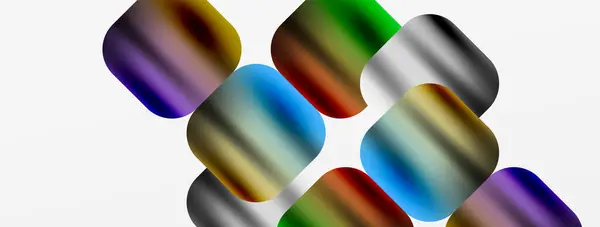 Metallische Flüssige Farbe Mit Geometrischen Abstrakten Formen Vektor Illustration Für — Stockvektor
