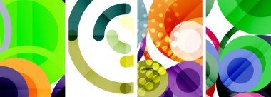 Etkileyici geometrik soyut posterler. Büyüleyici daireler, her bir dizayn şekil ve rengin uyumlu bir karışımı. Tasarımınızı modern, görsel olarak çarpıcı sanatla yükseltin