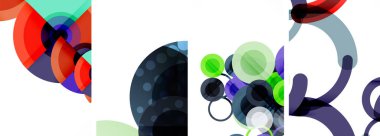 Soyut çember poster setiyle geometrik zarafet dünyası. Çemberler şekiller ve renkler senfonisiyle sarmalanır. Tasarımınız için çağdaş bir görsel ziyafet sunar.