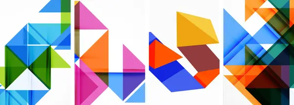 カバー ポスター パンフレット ヘッダー ウェブサイトのための三角形のポスターセット — ストックベクタ