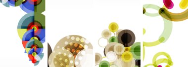 Soyut çember poster setiyle geometrik zarafet dünyası. Çemberler şekiller ve renkler senfonisiyle sarmalanır. Tasarımınız için çağdaş bir görsel ziyafet sunar.