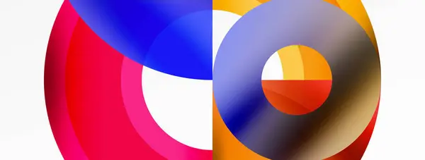 Runde Elemente Und Kreise Geometrische Minimale Zusammensetzung Hintergrund Vektor Illustration — Stockvektor