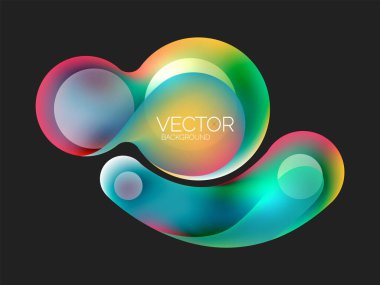 Güzel yuvarlak şekiller ve soyut çemberler. Sıvı renk kabarcığı bileşimi