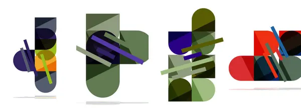 Quadratische Und Runde Form Geometrisches Plakatset Für Tapete Visitenkarte Cover — Stockvektor