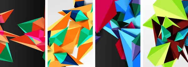 Set Triangle Geometric Low Poly Shapes Posters — Stock Vector