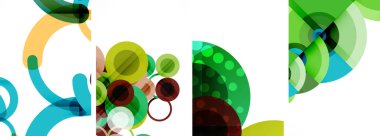 Etkileyici geometrik soyut posterler. Büyüleyici daireler, her bir dizayn şekil ve rengin uyumlu bir karışımı. Tasarımınızı modern, görsel olarak çarpıcı sanatla yükseltin