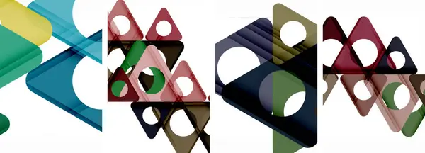 Abstrakt Bakgrund Uppsättning Med Fängslande Trianglar Harmonisk Blandning Geometri Och — Stock vektor