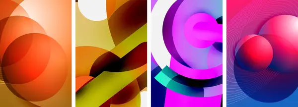 円形幾何学的な抽象ベクトル ポスター バナー カード ブックイラスト ランディングページのためのベクターイラスト — ストックベクタ