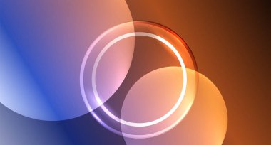 Metnin ya da ürün sunumu için neon cam daire telif alanı geometrik arkaplan. Duvar kağıdı, bayrak, arkaplan, kart, kitap illüstrasyonu için vektör illüstrasyonu, iniş sayfası