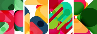 Duvar kağıdı, kartvizit, kapak, poster, afiş, broşür, başlık, web sitesi için renkli parlak geometrik soyut kompozisyonlar