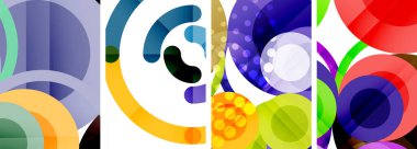 Etkileyici geometrik soyut posterler. Büyüleyici daireler, her bir dizayn şekil ve rengin uyumlu bir karışımı. Tasarımınızı modern, görsel olarak çarpıcı sanatla yükseltin