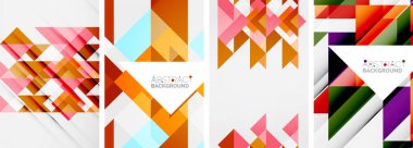 Üçgen desenli poster arkaplan seti. Duvar kağıdı, bayrak, arkaplan, kart, kitap illüstrasyonu için vektör illüstrasyonu, iniş sayfası
