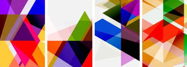 Красочные Яркие Треугольники Различными Цветами Прозрачностями Векторная Иллюстрация Обоев Баннера — стоковый вектор
