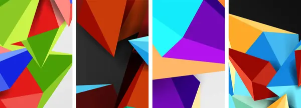 Driehoek Abstracte Concepten Poster Set Met Geometrische Minimale Ontwerpen — Stockvector