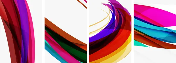 stock vector Colorful wave lines poster set for wallpaper, business card, cover, poster, banner, brochure, header, website