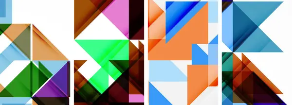 Set Sfondi Colorati Poster Triangolo Copertina Modello Illustrazione Vettoriale Carta — Vettoriale Stock