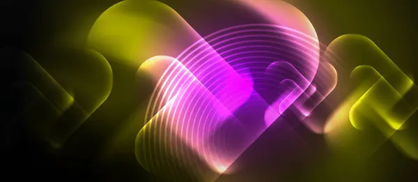 Techno Konzept Mit Neon Kreisen Geometrischem Design Vektor Illustration Für — Stockvektor