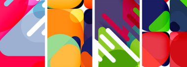 Duvar kağıdı, kartvizit, kapak, poster, afiş, broşür, başlık, web sitesi için renkli parlak geometrik soyut kompozisyonlar