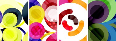 Soyut çember poster setiyle geometrik zarafet dünyası. Çemberler şekiller ve renkler senfonisiyle sarmalanır. Tasarımınız için çağdaş bir görsel ziyafet sunar.