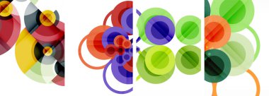 Etkileyici geometrik soyut posterler. Büyüleyici daireler, her bir dizayn şekil ve rengin uyumlu bir karışımı. Tasarımınızı modern, görsel olarak çarpıcı sanatla yükseltin