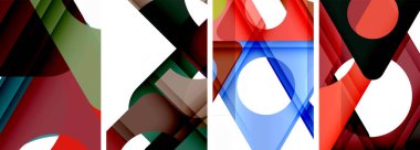 Soyut arkaplan seti, üçgenlerin dinamik etkileşimini gösteriyor. Modern tasarım ve geometrik cazibenin birleşimi