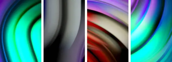Набор Плакатов Стиле Рейнбоу Флюидными Цветовыми Волнами Векторная Иллюстрация Обоев — стоковый вектор