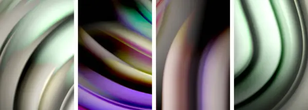 Estilo Arco Iris Fluido Color Onda Línea Fondo Cartel Conjunto — Archivo Imágenes Vectoriales