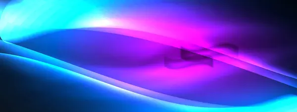 Luce Neon Onde Luminose Linee Sfondo Set Carta Parati Biglietto — Vettoriale Stock