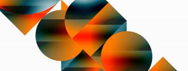 Minimalizm, gradyan cazibesiyle buluşur. Geometrik şekiller sakin bir arka planda birbirine dolanır. İnce renkler birleşir, dinamik bir tuval oluşturur, modern estetiğin kanıtıdır.