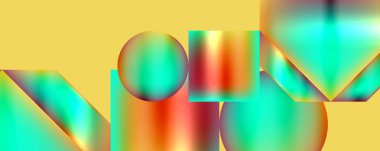 Neon rengi soyut geometrik şekiller arkaplan tasarımı. Duvar Kağıdı, Sancak, Arkaplan, Kart, Kitap İllüstrasyonu, İniş Sayfası