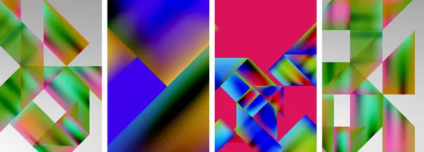 Conjunto Carteles Geométricos Colores Formas Redondas Círculos Con Degradados Color — Vector de stock