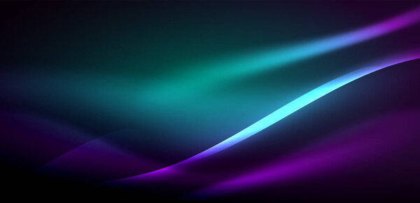 Dynamic waves in ethereal glow of neon lights. Concept merges fluidity of motion with vibrant allure of neon, crafting entrancing backdrop that embodies both vitality and futuristic sophistication