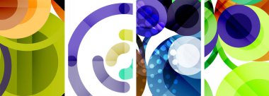 Etkileyici geometrik soyut posterler. Büyüleyici daireler, her bir dizayn şekil ve rengin uyumlu bir karışımı. Tasarımınızı modern, görsel olarak çarpıcı sanatla yükseltin